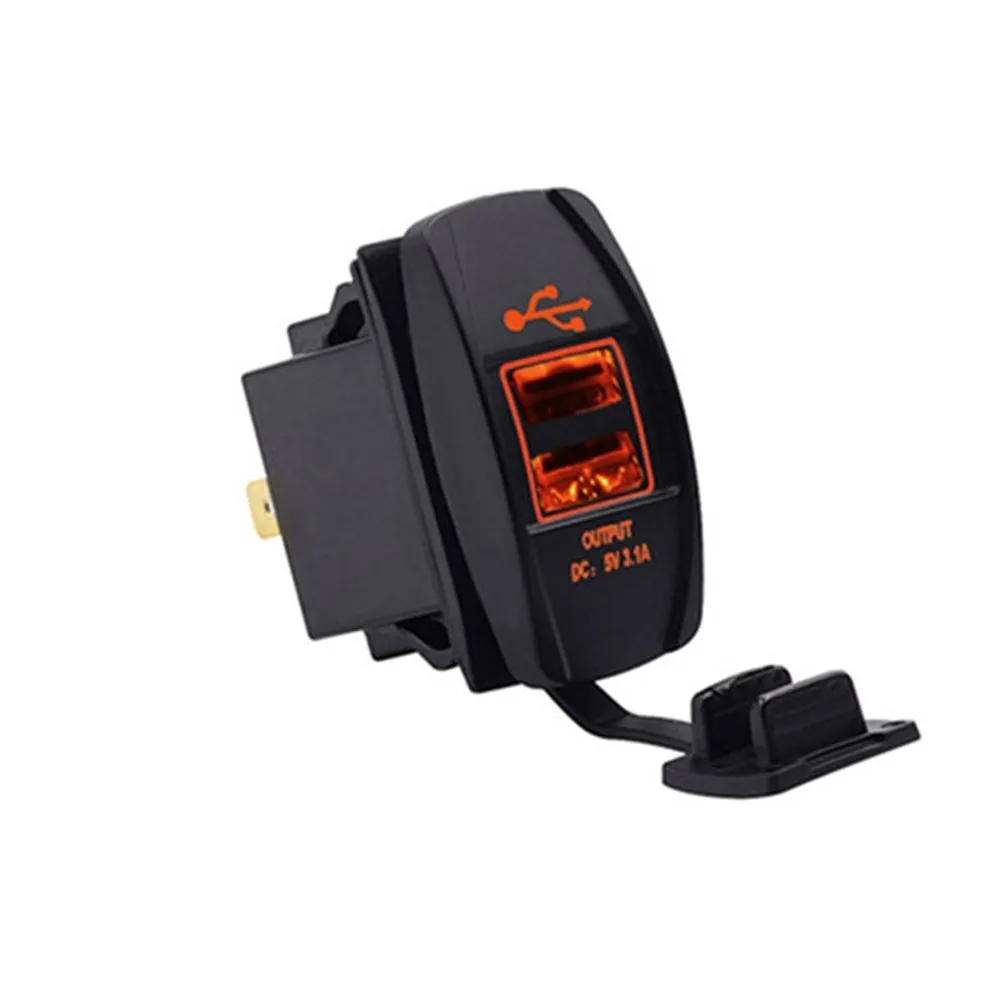 E29222A4 3.1A автомобильное зарядное устройство двойной usb зарядка ночник светодиодный дисплей Водонепроницаемый Автомобильный внутренний светодиодный светильник 12-24 В аксессуары 5 цветов - Название цвета: E29222A4