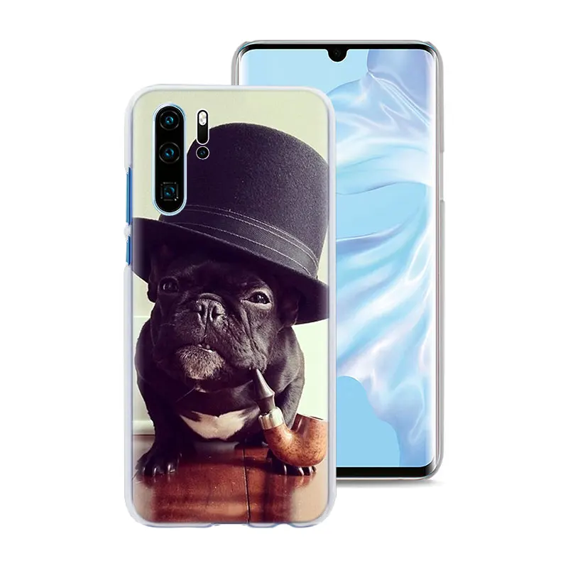 Французский Английский бульдог чехол для телефона для huawei P30 P30 Pro P9 P10 P20 Lite P Smart плюс вид 20 Жесткий задний Чехол бант