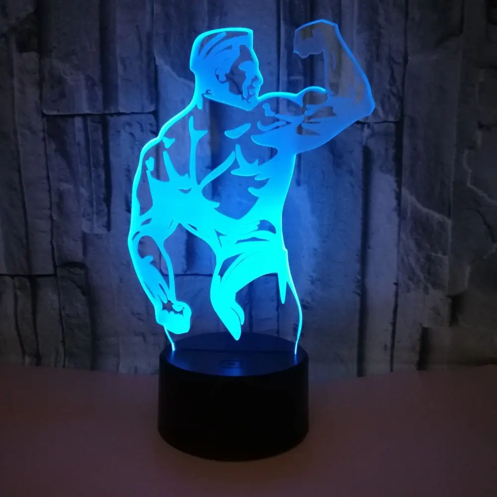 

Bodybuilder 3d Led Night Lamp Colorful Touch Remote Control 3d Vision Table Moderne Desk Lamp Creative Gift Table Lamp