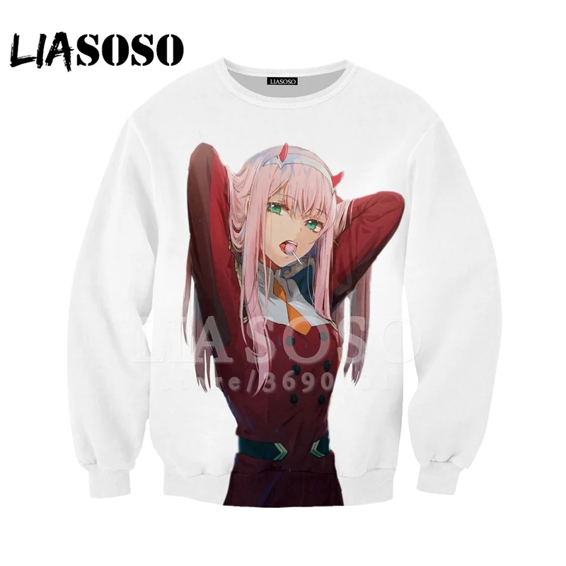 Liasoso толстовка с капюшоном 3d принт для мужчин и женщин аниме Дарлинг в The Franxx Zero Two сексуальная обувь для девочек Повседневный пуловер Long-sleeveX0555