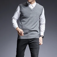 dimi jumpers knit solid color autumn korean style casual men clothes new fashion brand sweaters men pullovers sleeveles slim fit