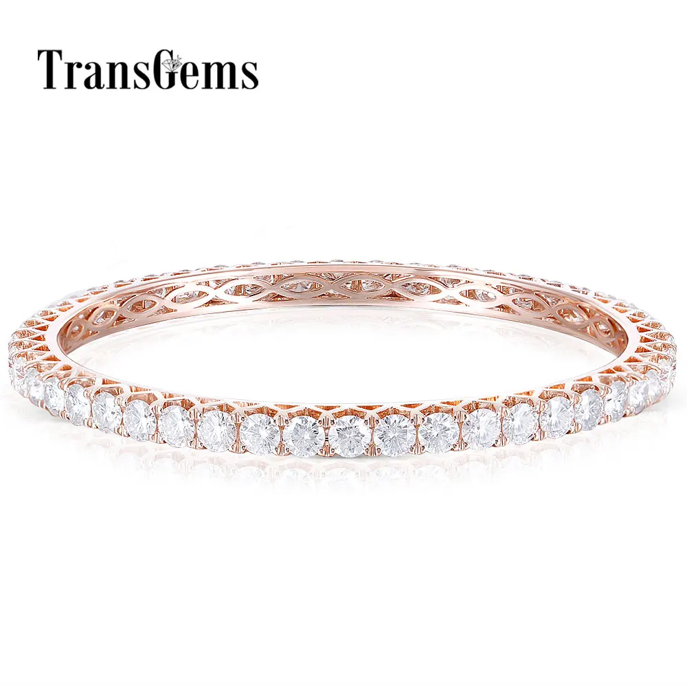 Женский браслет из розового золота с муассанитом 14 к 4 мм|Гибкие и жесткие