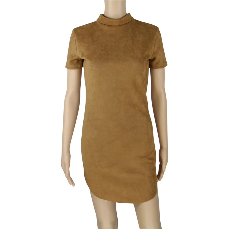 Женское Замшевое платье с коротким рукавом Летнее мини-платье для ночного клуба