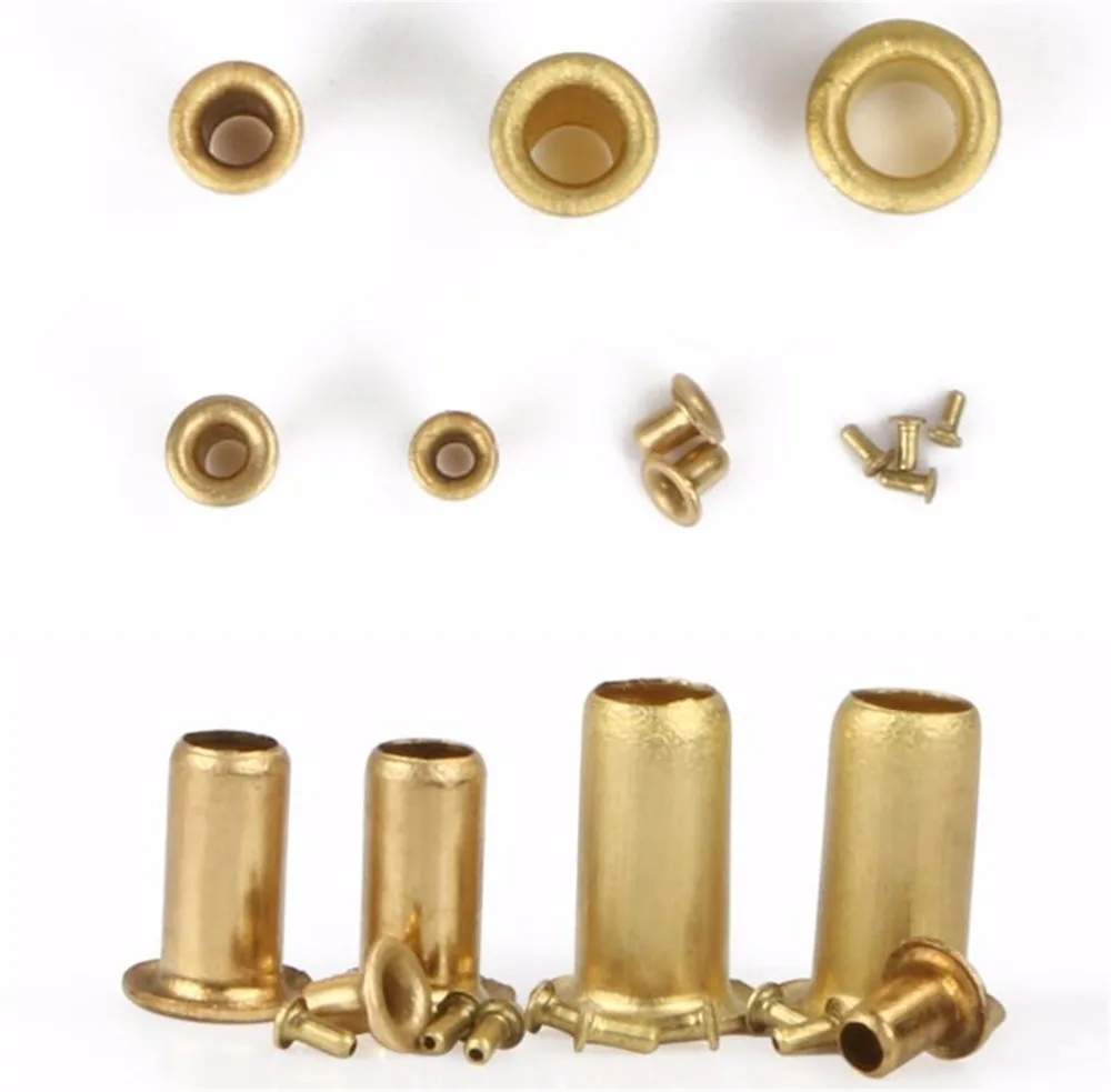 

500/1000pcs M1.5x4mm Brass Eyelet Rivet Nut Copper Through Hole Rivets Hollow Grommet