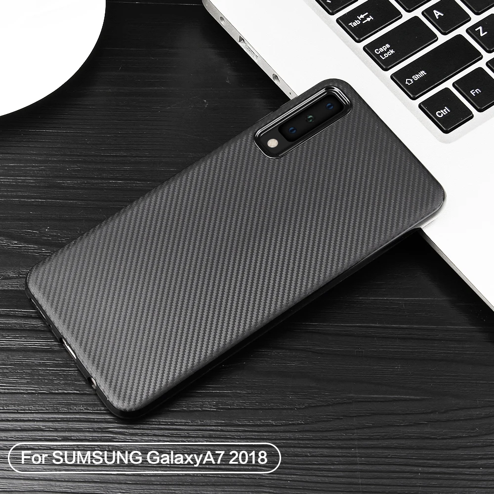 Чехол HATOLY для Samsung Galaxy A7 2018 Ультратонкий Мягкий ТПУ чехол-накладка из углеродного