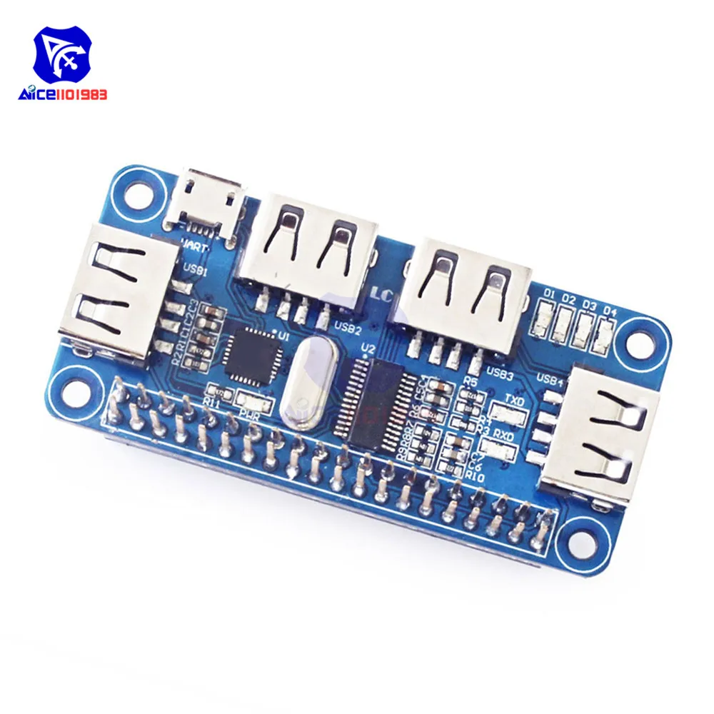4 порта usb-хаб шляпа USB 2,0 1,1 Micro USB для Raspberry Pi Zero/W A+ B+ 2 3 Модель B последовательная отладка бортовой USB для UART