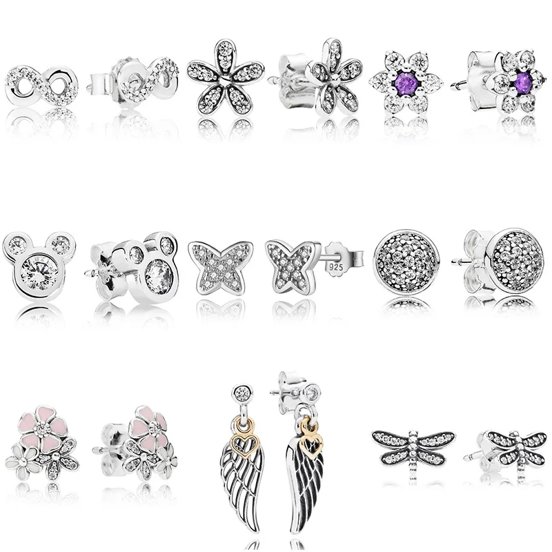 9 Style 1 Pair Women Ear Studs Lucky Eight Flower Wing Crystal Diy Earrings for Wedding Party Jewelry | Украшения и аксессуары