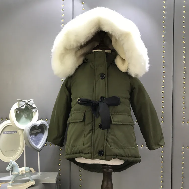 Детское зимнее зеленое хлопковое пальто для подростков повседневное теплое с