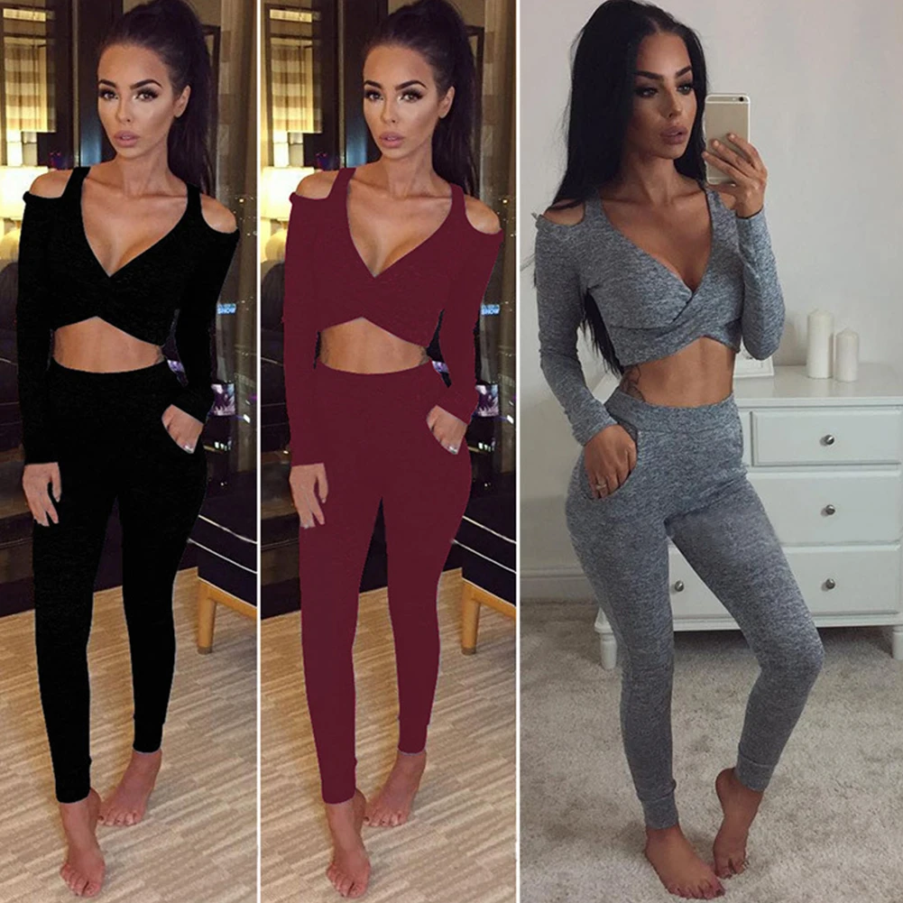 2 шт. женский спортивный костюм комплект из свитера с брюками Lounge Wear размер UK 8