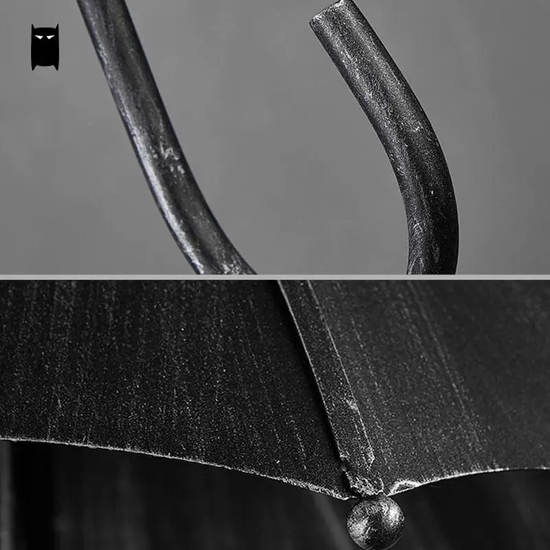 Черный подвесной светильник с кованым железом и зонтиком винтажный в стиле ретро