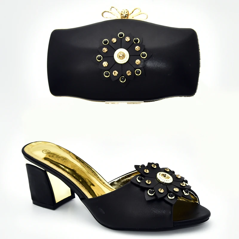 New Italian Women Wedding Shoes and Bag Set Decorated with Rhinestone Designer Luxury 2019 High Heel | Обувь