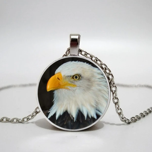Ожерелье с фото орла тибетский серебряный Кабошон стеклянная подвеска цепочка