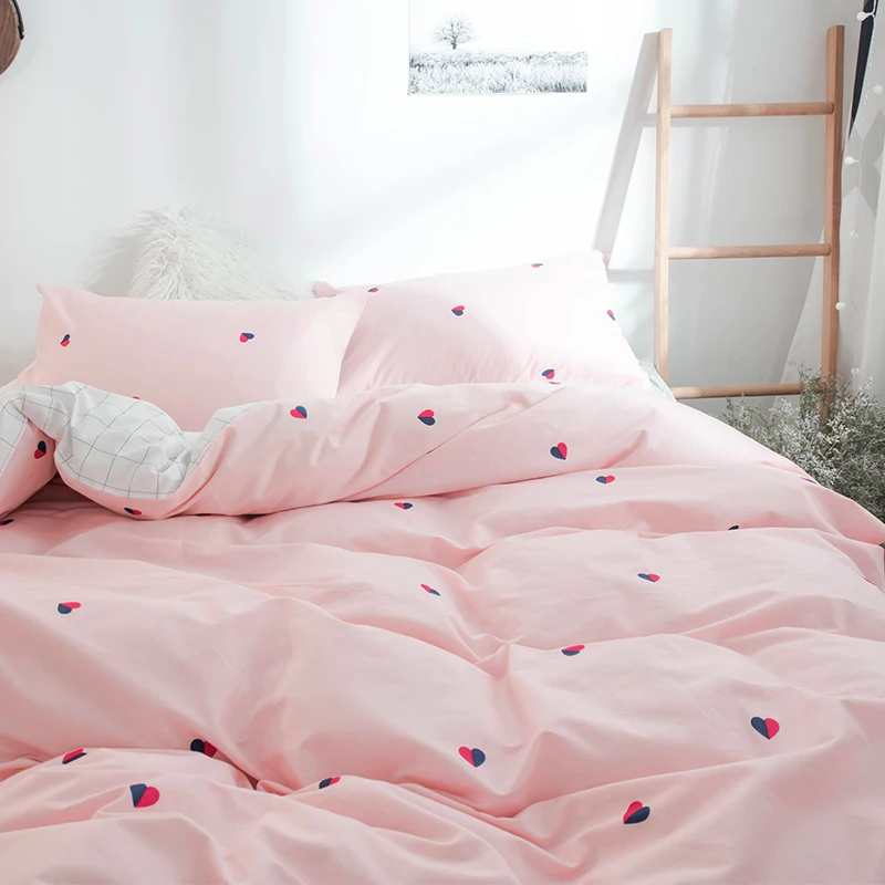 Медленно Dream Fresh Стиль розовый Постельное белье 100% хлопок домашний Texties сердце