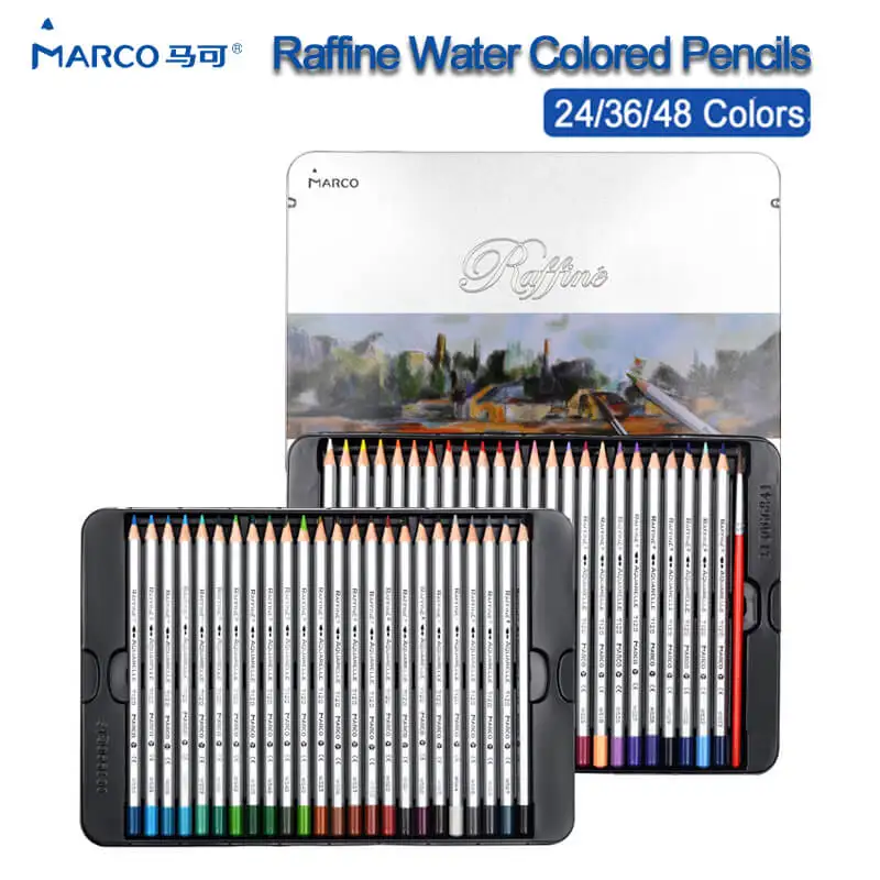 

Marco Water Color Pencil Set 24/36/48/72 Soluble Coloured Pencils Sketch Watercolor Drawing Pen Paint Art Supplies Raffine 7120
