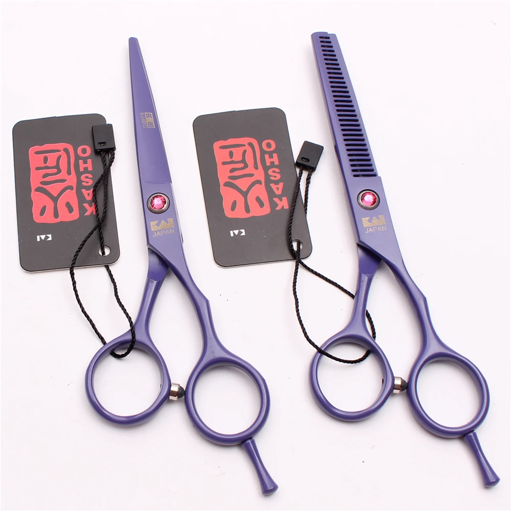 2Pcs H1013 5.5&quot 16cm Kasho JP Steel Cut Hair Cutting Shears Thinning Scissors Professional Hairdresser's Clippers | Красота и
