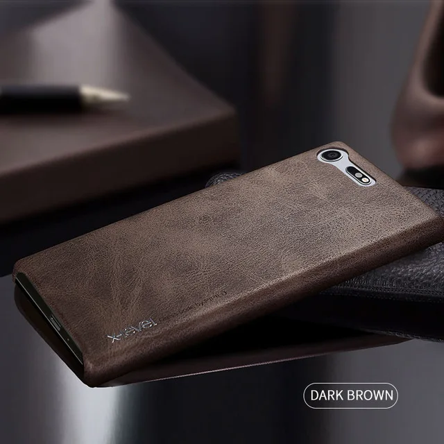 Luxury Vintage PU Leather Back Cover Case For Sony Xperia XZ2/XZ2 Premium Phone Soft edge X-level |
