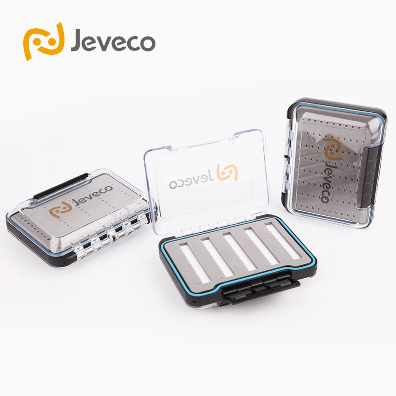 Бренд Jeveco JFB-007, 128*96*38 мм пластиковая Водонепроницаемая двухсторонняя крышка, щелевая Пена внутри, коробка для ловли нахлыстом, чехол для рыболовных снастей