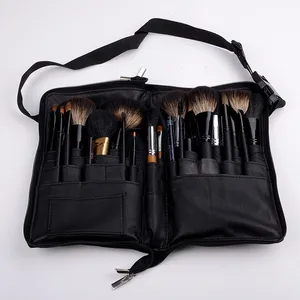 Portable PU Cosmetic Bag Makeup Brush Bag With Zipper Belt For Professional Makeup Artist Multi-func