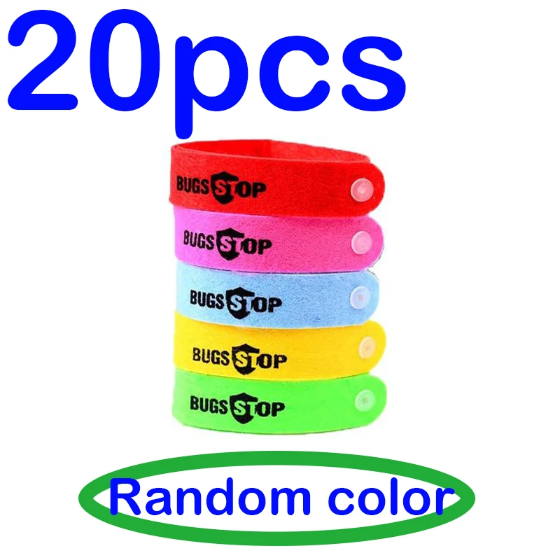 20pcs Random 20 шт. экологичный антимоскитный браслет от насекомых, Отпугиватель насекомых, браслет, Прямая поставка, комары, вредители - Цвет: 20pcs Random