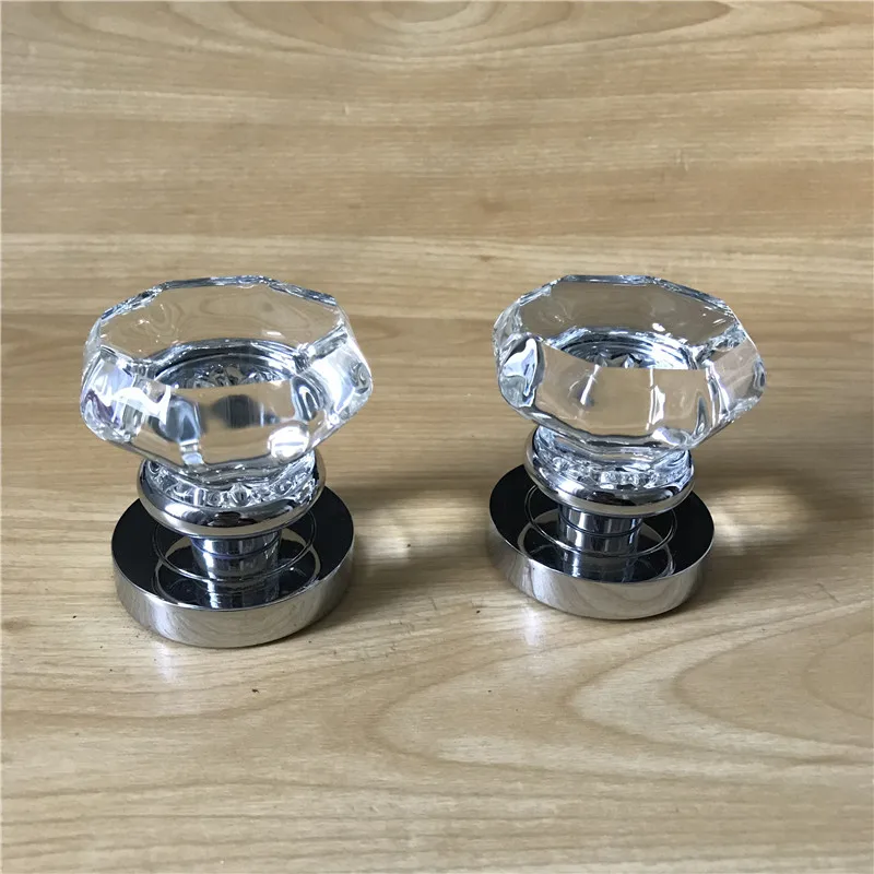 LCH 1 Pair 55MM 60MM Door Pull Clear Cut Crystal Door Knobs Cylinder-Shaped OcGaton Door Knob on Chrome Zinc Alloy Base image 5