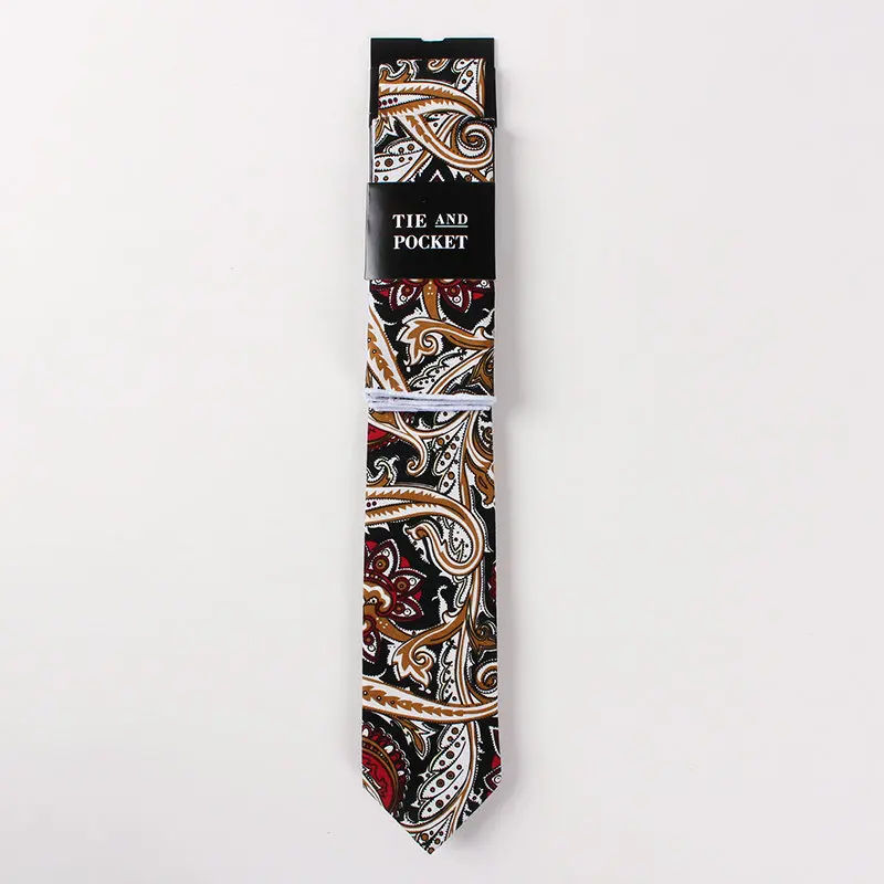CT048A Хлопок мужской галстук с модным принтом галстук+ Pocket Square Set 6,5 см Галстук Hanky шеи галстуки комплект 42 стиль подарок к празднику Gravata тонкий - Цвет: CT048A