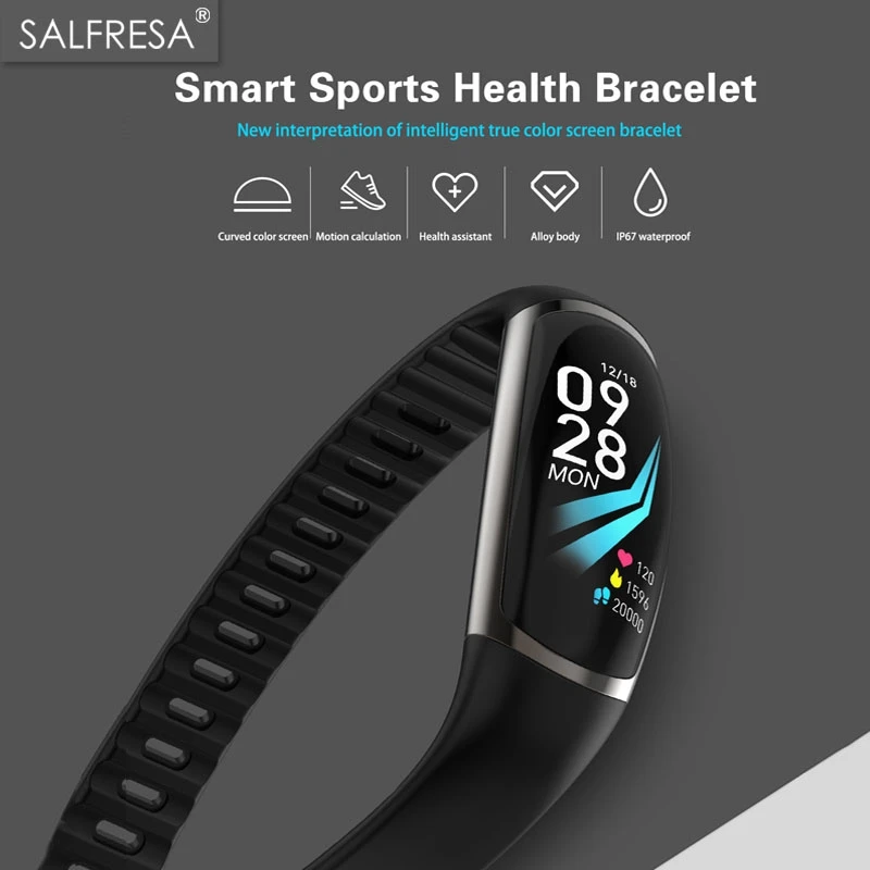 SALFRESA умный браслет Android IOS пульсометр монитор сна кровяное давление фитнес-трекер