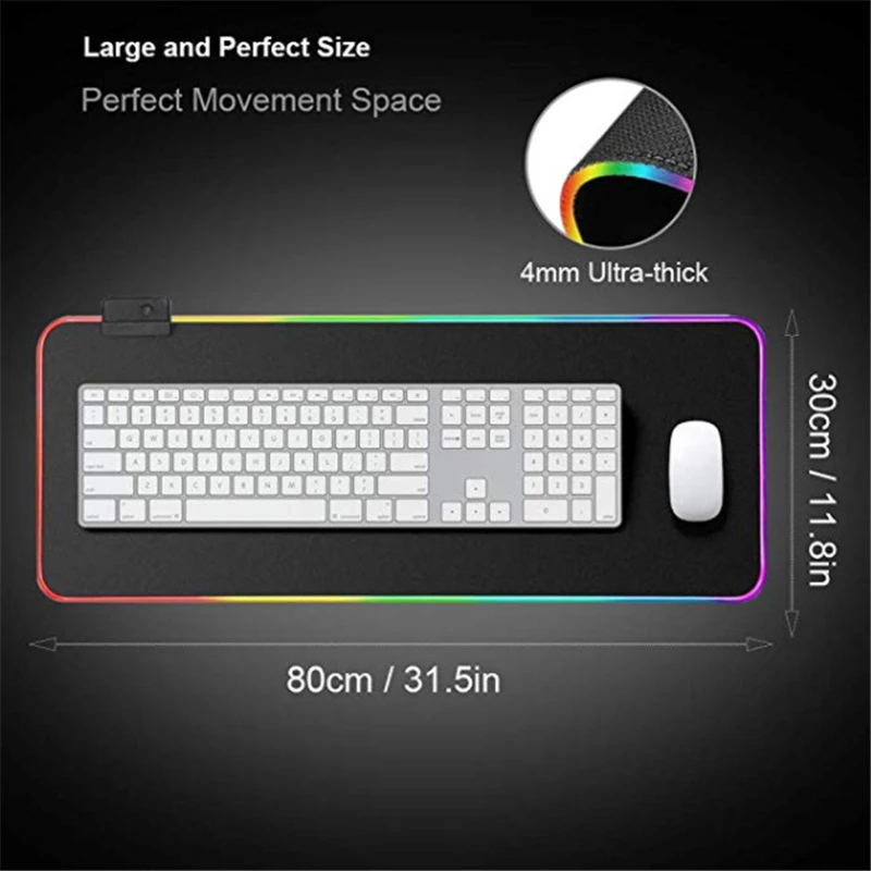 Большой светодиодный коврик для мыши RGB светящийся игровой цветная большая