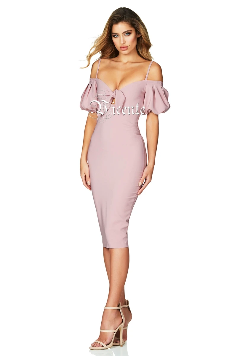 Vicente Горячая Мода Лук украшенный с короткими рукавами соблазнительный плеча