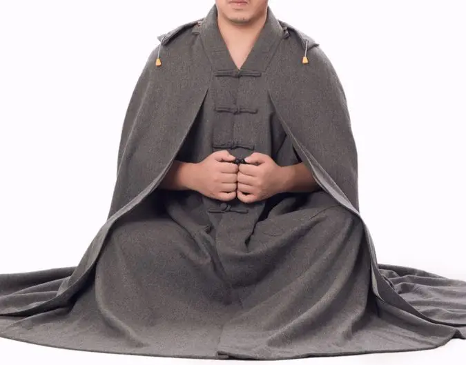 Зимняя теплая шерстяная накидка Zen плащ для медитации шаолин буддизм униформа