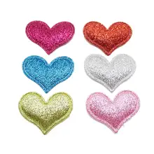60 pièces de feutres à paillettes cousus, 3.2x3.8cm, tête de cœur rembourrée, appliqués pour accessoires de scrapbooking  (2)
