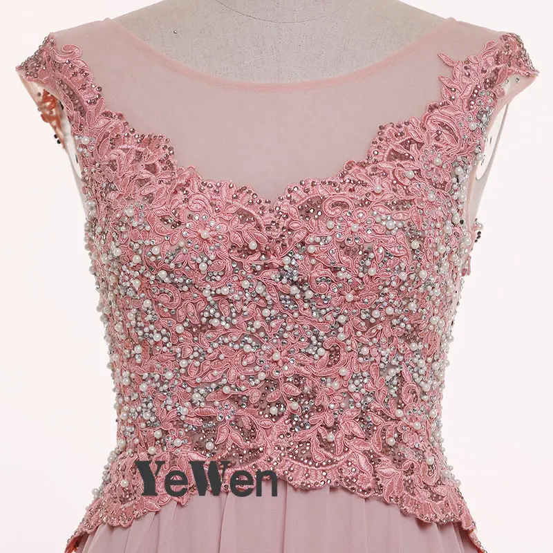 Мать невесты платье розовый кружевной Роскошные Бисероплетение Жемчуг шифон