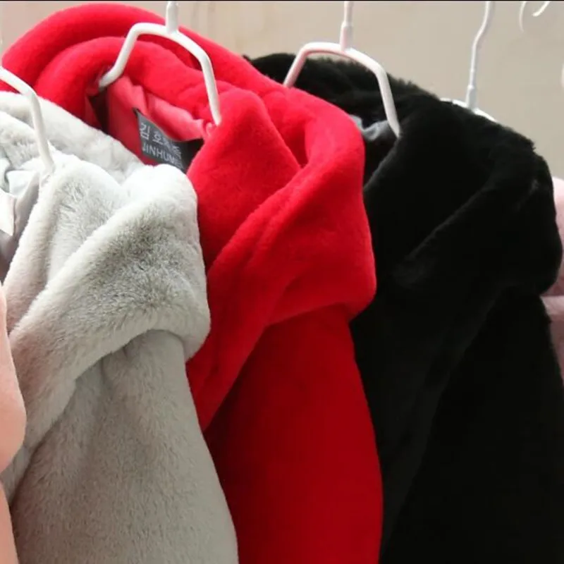 Girls Jacket Thick Warm Waistcoat Baby Faux Rabbit Fur Coats 2019 Winter Kids Cotton Hooded Zipper Children OuterwearN309 | Детская