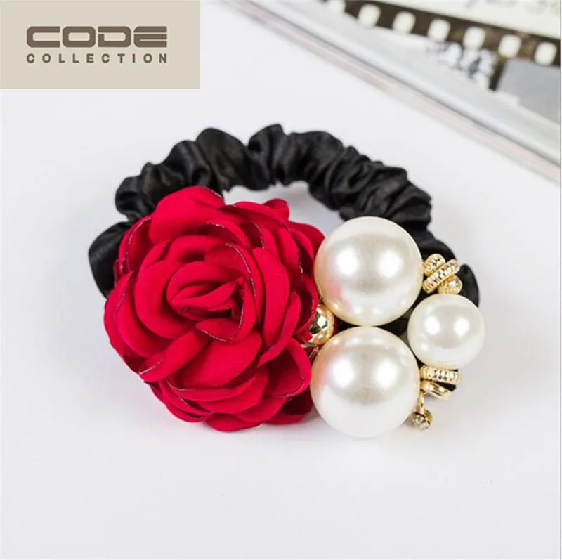 2018 элегантные эластичные ленты для волос ручной работы Камелия Цветочная