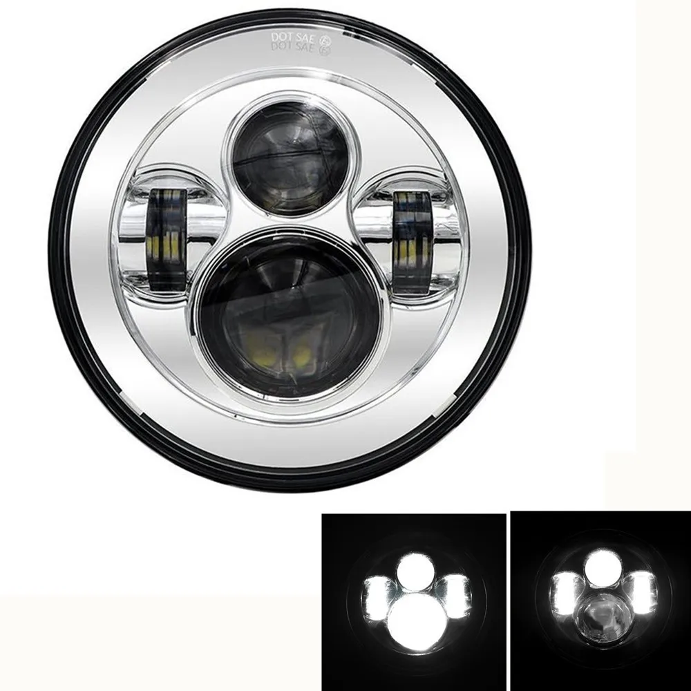 7-дюймовая фара для мотоцикла, 7-дюймовая круглая фара DRL с указателем поворота, гало, светодиодная фара 40 Вт, 60 Вт, 80 Вт, 90 Вт