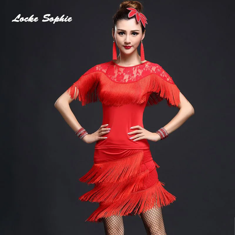 1 шт. женское платье для латинских танцев большого размера 2018 кружевное с