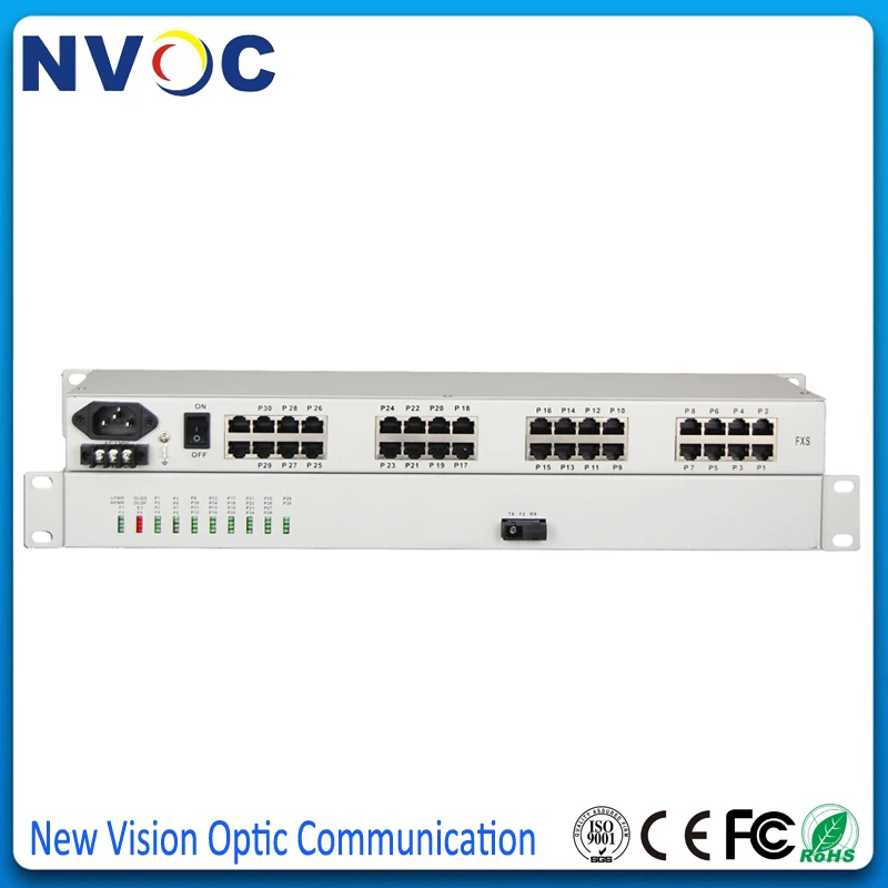 32-канальный FXO/FXS волоконный PCM мультиплексор SM двойное волокно 80 км FC 1ch 10/100M