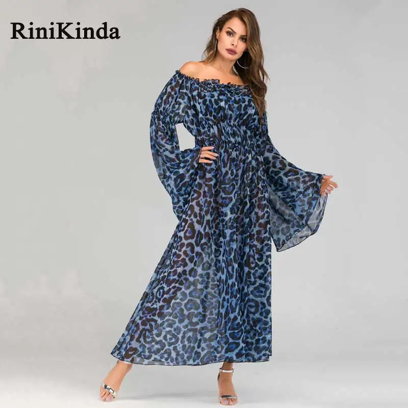 Новинка 2019 летнее женское платье с открытыми плечами длинным рукавом