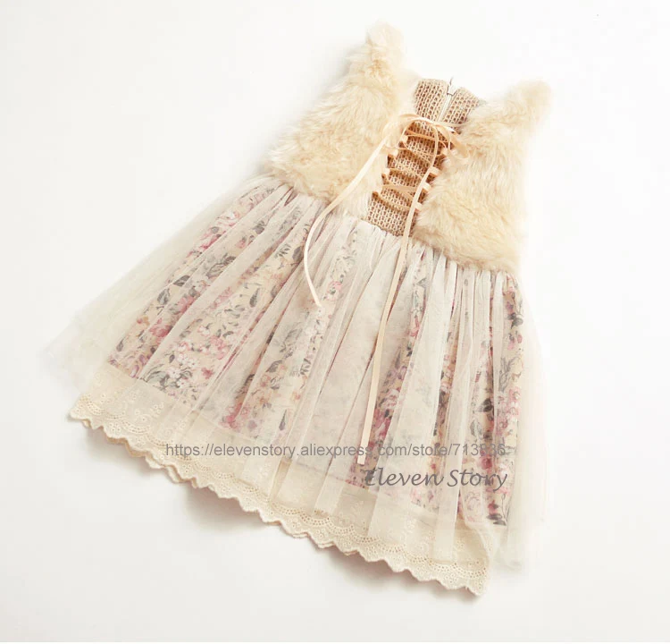 1 до 7 лет для Девочек Платья с цветочным принтом и кружевами детский зимний тюль
