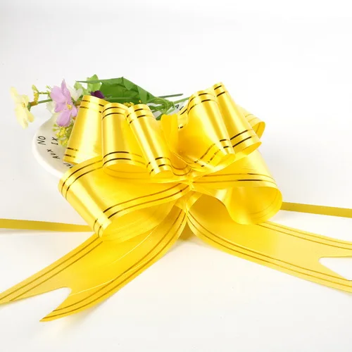 Yellow Высокое качество, 45x720 мм, вытяжной бант, лента, цветы, подарочная упаковка, пуллуки для дня рождения, вечеринки, свадьбы, украшение автомобиля, ремесло, тянущиеся цветы - Цвет: Yellow