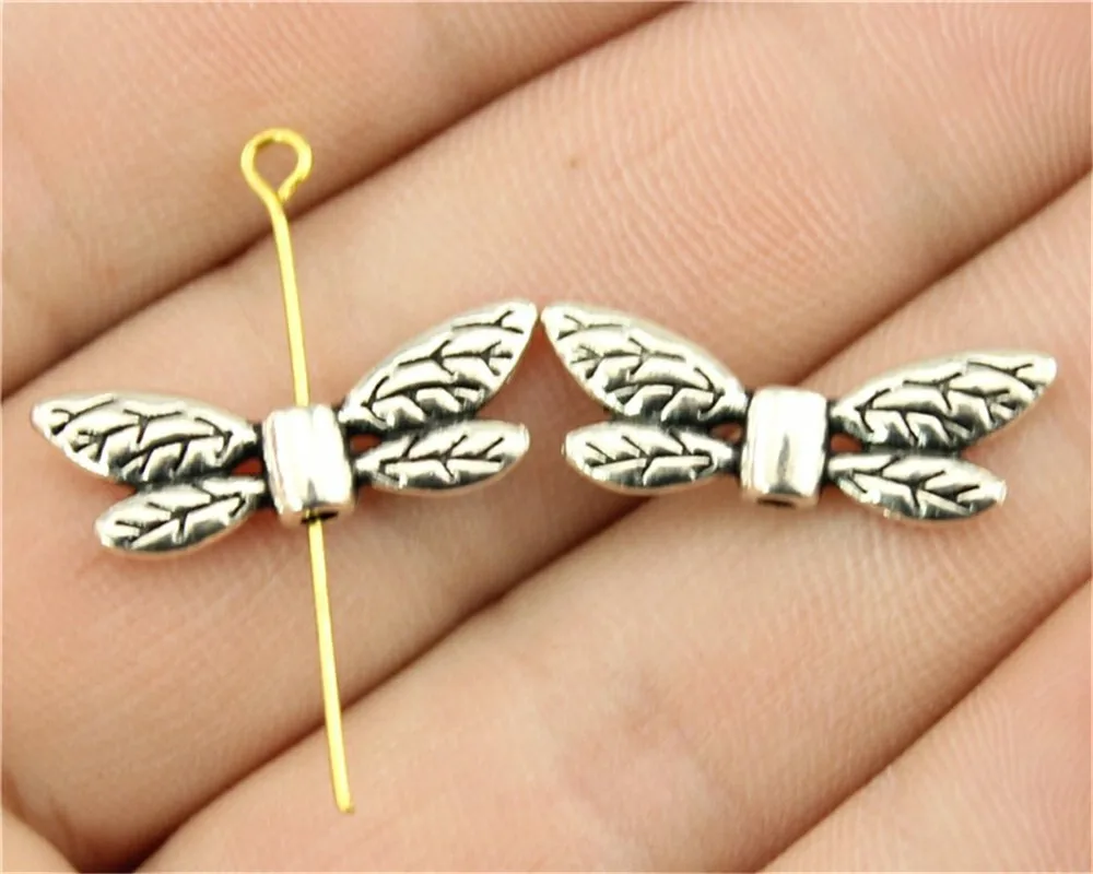 B12929-22x8mm 20шт бусины в форме крыла, амулеты, античные серебряные бусины с небольшим отверстием, подвески в форме крыла, ювелирные изделия, бусины в форме крыла, амулеты - Цвет: B12929-22x8mm