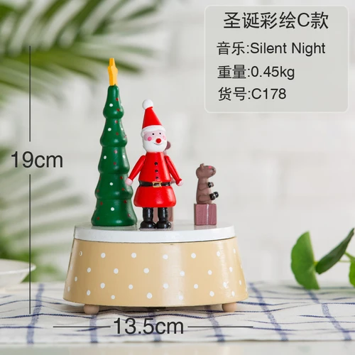 Present Wooden Christmas Tree Vintage Handcraft Home Decoration Christmas Gifts Children Music Box Ornament Silent Night - Цвет: Christmas A