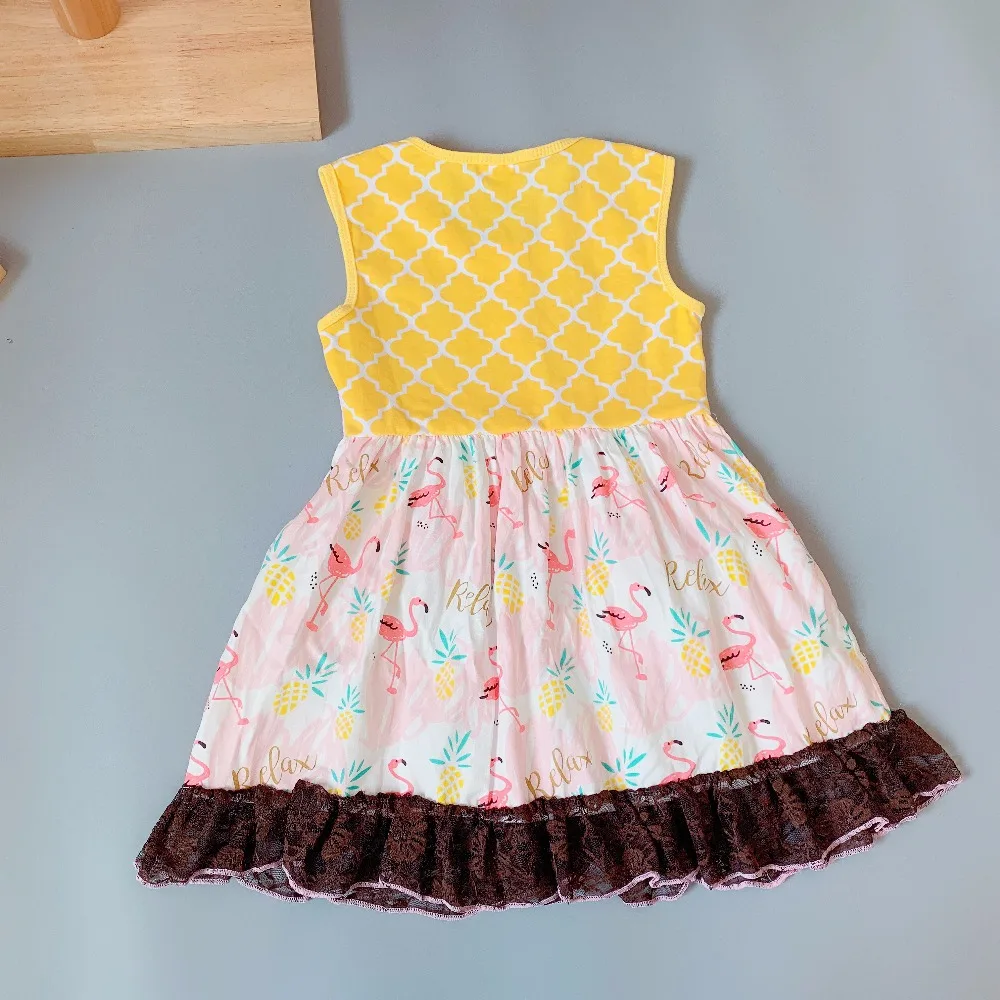 2019 Summer Yellow flamingo dress singlet present of Baby Girls Dress Apparel Accessory | Детская одежда и обувь