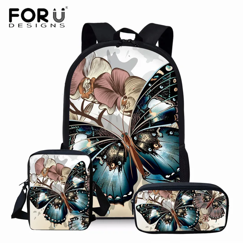 Z674CEK FORUDESIGNS/3 шт./компл. красивая бабочка школьные комплекты с сумкой школьная сумка для подростка Девушки Дети школьный детский рюкзак - Цвет: Z674CEK