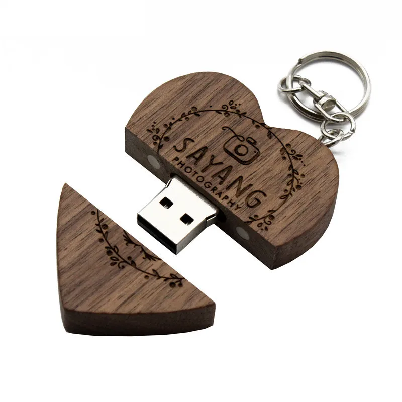 Деревянный Сердце Пользовательский логотип 64 ГБ Usb флэш накопитель карта памяти
