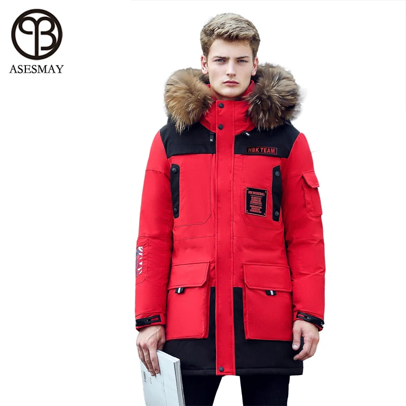 Asesmay бренд 2017 Зимний пуховик мужские зимние куртки толстые теплые пальто с