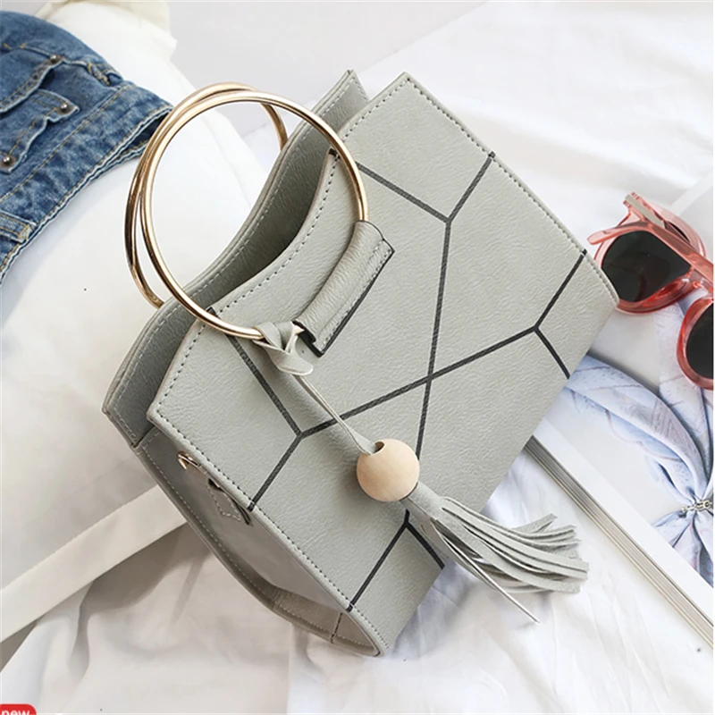 Повседневная Лоскутная кисточка с металлическим кольцом и ручкой маленькая