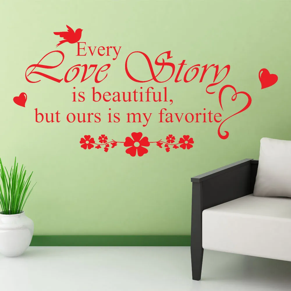 Красивые наклейки на стену Love Story съемное искусство виниловая настенная роспись