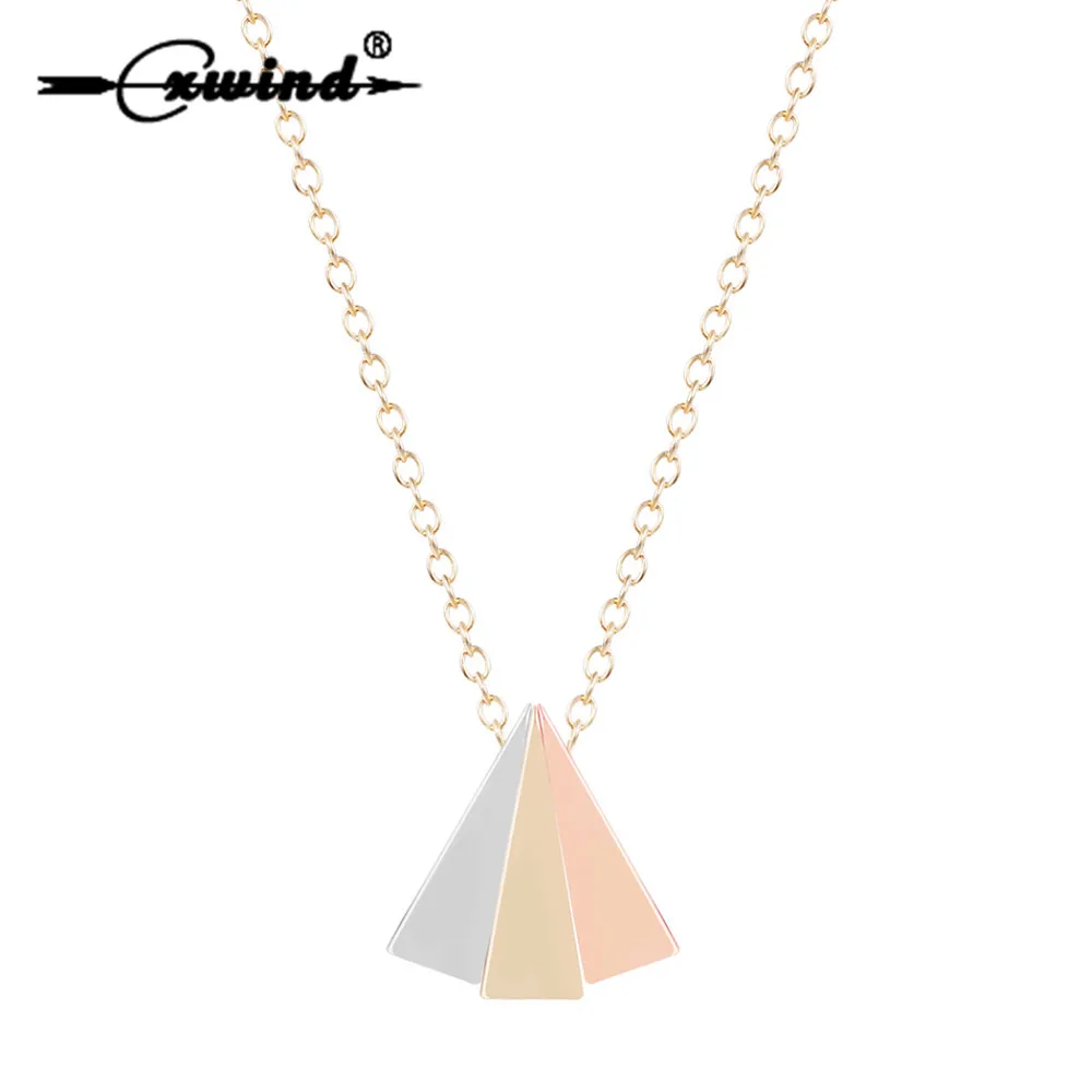 

Cxwind Mix Color Triangle Necklaces Geometric Pendant Necklace Jewelry Link Chain Necklaces for Women Collier collar