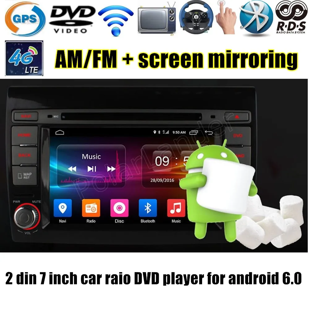 7 дюймов 2 din Android 6 0 радио мультимедиа для Fiat Bravo 2007 2012 сенсорный четырехъядерный