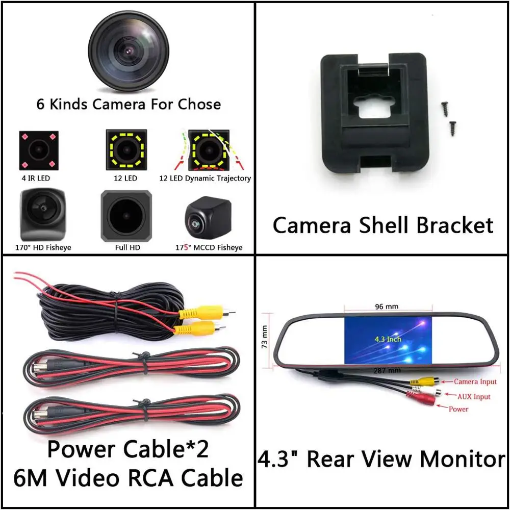 Camera 4.3 Mirror 175 градусов рыбий глаз MCCD Starlight Парковка HD камера заднего вида для Mercedes Benz W204 W212 W221 S600 S550 S500 S450 S430 S420 - Название цвета: Camera 4.3 Mirror